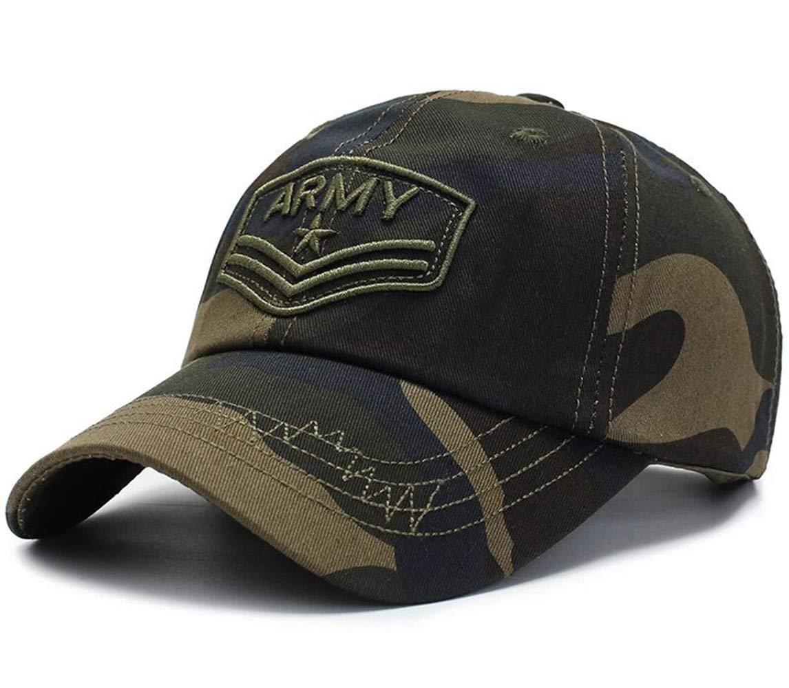 Chennuo Unisex Camo Baseball Cap Embroidered Army Cap Cotton Outdoor Hats Sport Visors 56-60cm (Beige)