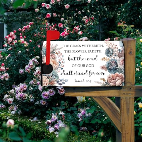 Image of Bible Verse Mailbox Cover Religious Motivational Quote Mailbox Covers Magnetic Mail Box Wrap Christian Easter Christmas Fiesta Decor for Outdoor Yard Mail Box Wraps Standard Size 21x18 Inch