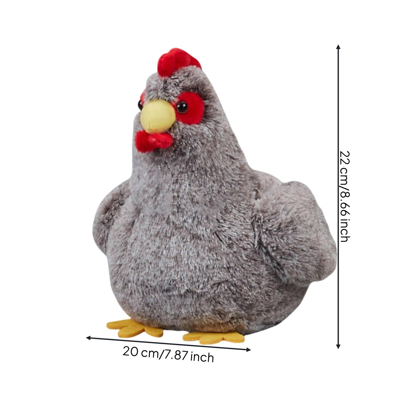 harayaa Peluche Sensibile Deposizione di Uova Morbido Pollo di Peluche Elettronica Realistico per Genitori, Gioco Finzione, Grigio