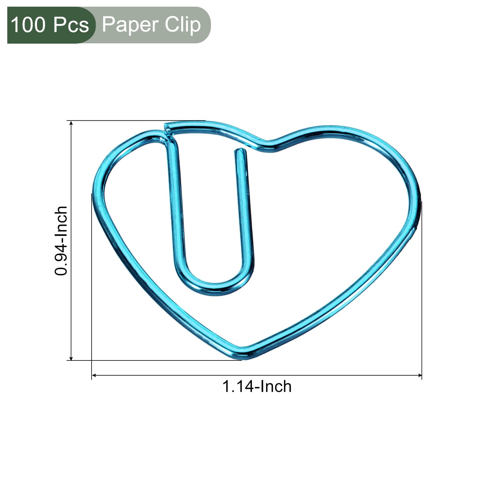 YOKIVE 100 Pcs Paper Clip, Heart-Shaped Clips, Keep Table Neat, Great for Office Art, Home, Daily Use (Blue, 1.1-inch) - Image 2