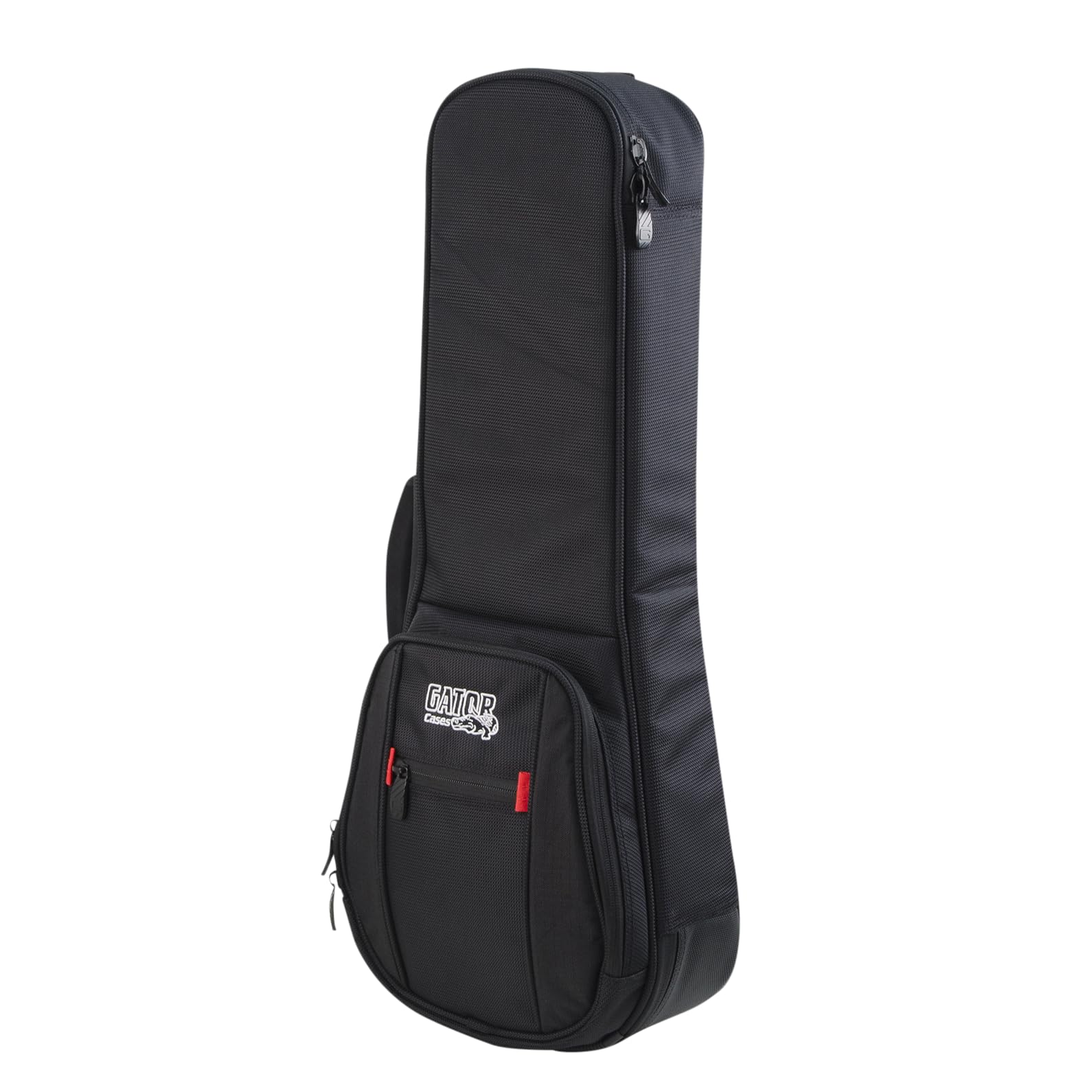 Gator G-PG-UKE-Con Pro-Go Ukulele Tasche für Konzert-Ukulele – Gepolsterte Gigbag mit Rucksackgurten, Regenschutz & Zubehörfächern – Schwarz