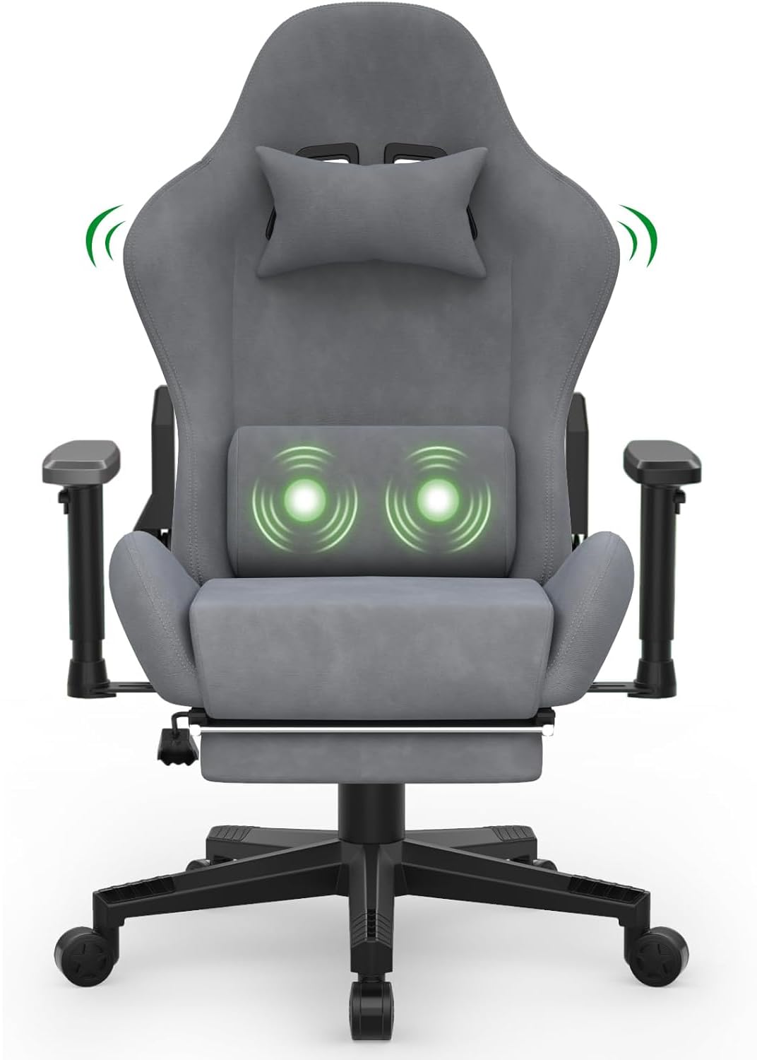 Devoko Silla para videojuegos, silla ergonómica para juegos, 200 kg, sillón para videojuegos con función de masaje, silla de ordenador con reposapiés, reposabrazos ajustables, respaldo de 90 – 180 °,