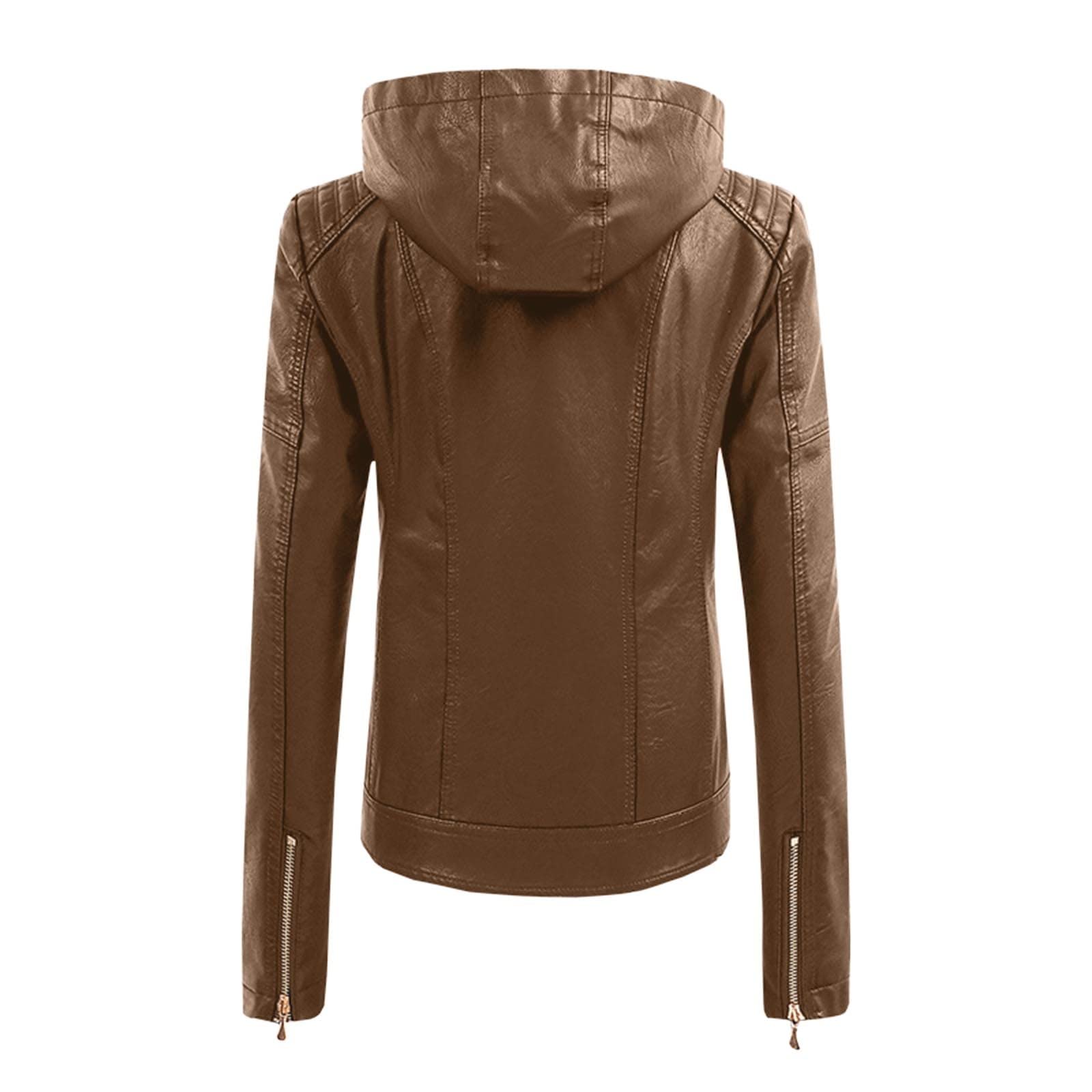 Chaqueta Motera Mujer, Cazadoras Piel Mujer Bomber Mujer Biker Chaqueta Corta Tallas Grandes Breasted Relaxed Fit Jacket Lapel Belted Overcoat Chaqueta De Motorista Jacket Coated Biker Suave Al Tacto