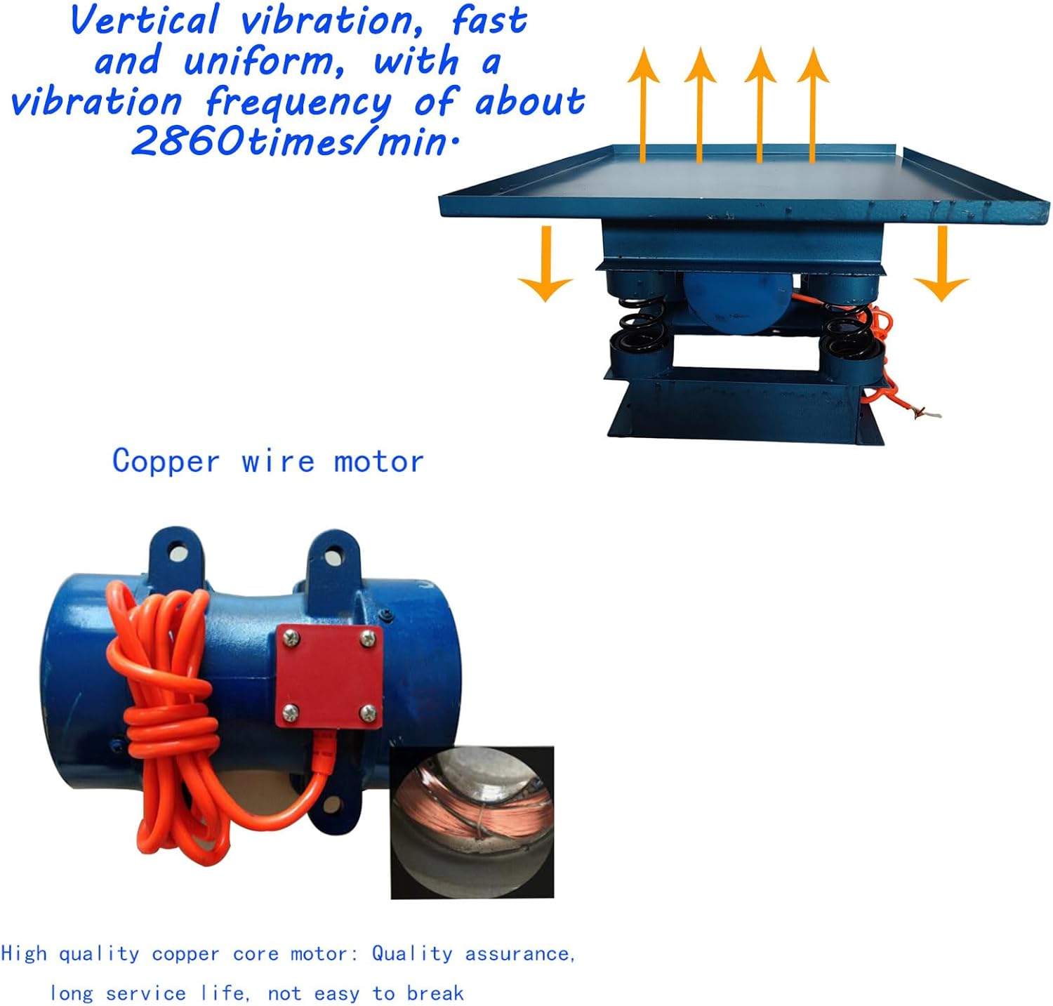 220V Concrete Vibrating Table with 550W All-Copper Motor, 19.7x19.7in Vibration Platform for Mold Compaction, Resin & Test Blocks, 2860 RPM, 220lbs Capacity, Stainless Steel Base