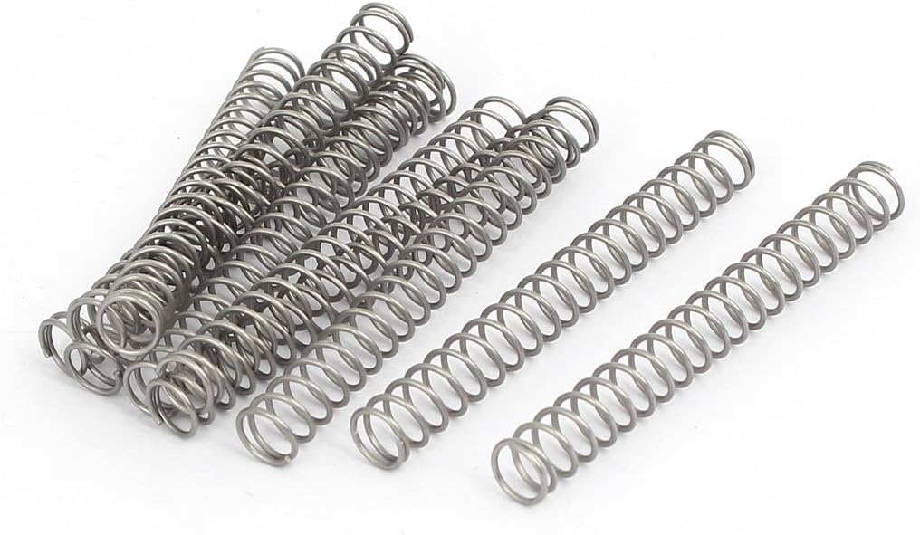 uxcell Compression Spring,304 Stainless Steel,6mm OD,0.6mm Wire Size,50mm Free Length,Silver Tone,10Pcs