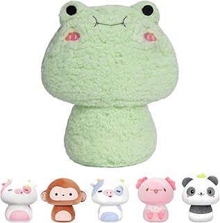 8 Inch Mushroom Plush, Cute Frog Plush Pillow Soft Plushies Squishy Throw Pillow, Kawaii Frog Stuffed Animals Plush Toys Home Decoration Gift for Girls Boys