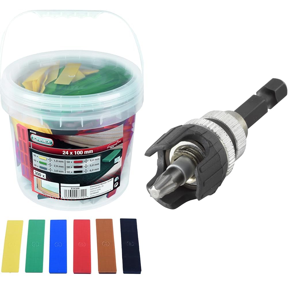 Cales de vitrage Connex 1 à 6 mm et porte-embout wolfcraft pour poser des fenêtres