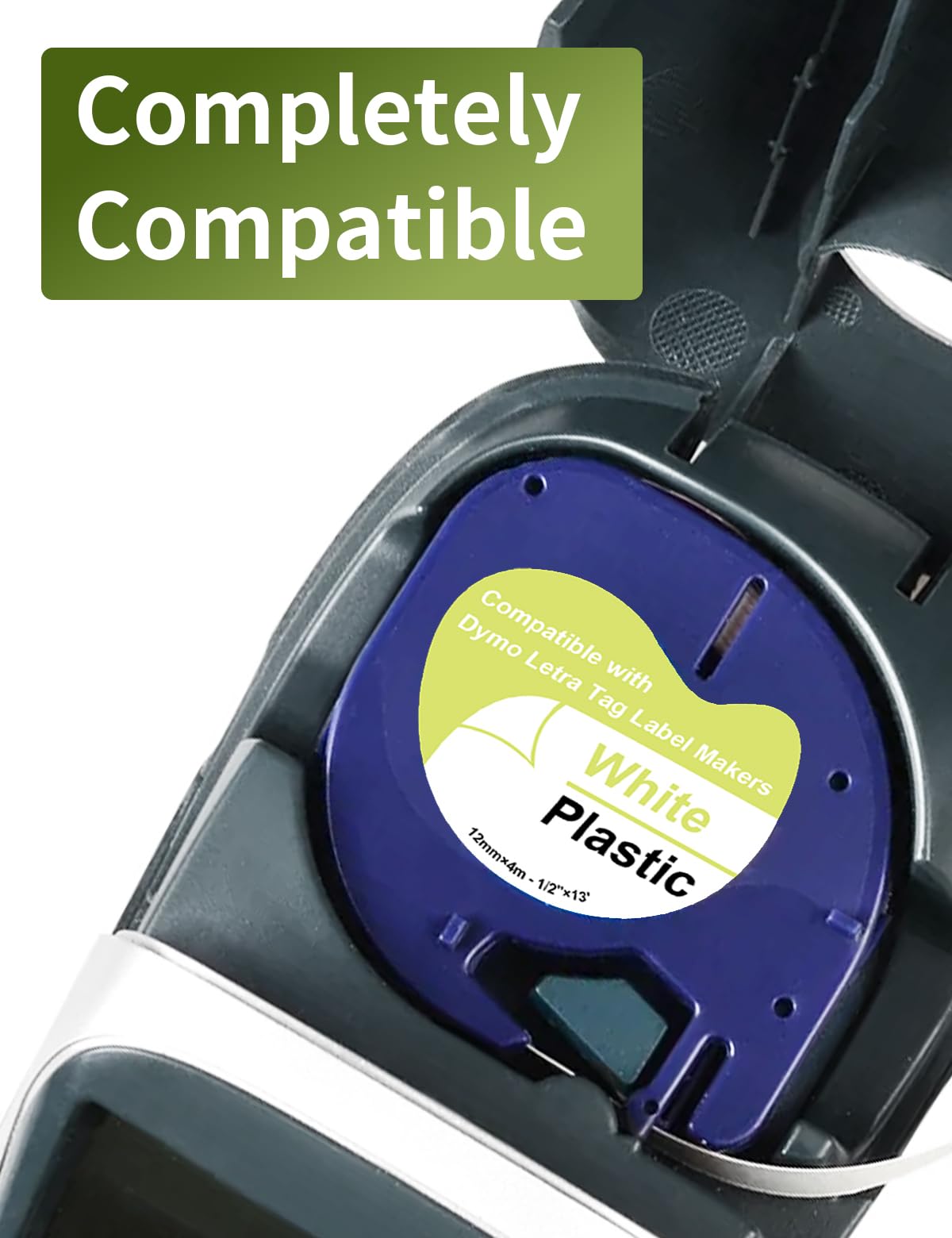 3 x Veson compatibele etiketten voor Dymo labeltape Letratag 12 mm x 4 m, wit op wit 91221