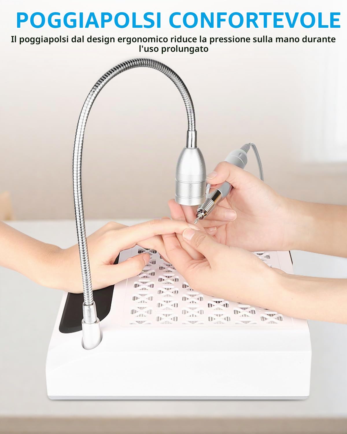 Kixolo Macchina unghie 4‑in‑1 aspiratore fresa 30000 giri luce LED 360° | Fresa per Unghie Professionale, Aspiratore Unghie, Poggiamano per Unghie , Nail Drill per Uso Domestico e In Salone