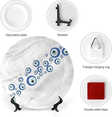 Miniatura 3 de Plato decorativo de 10 pulgadas, plato de vajilla de mal de ojo, placa de exhibición de iconos de creencias supersticiosas para cenas finas, eventos