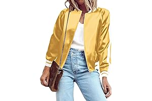 Sporty Yet Edgy: Women's Bomber Jacket Lightweight Zip Up Jacket