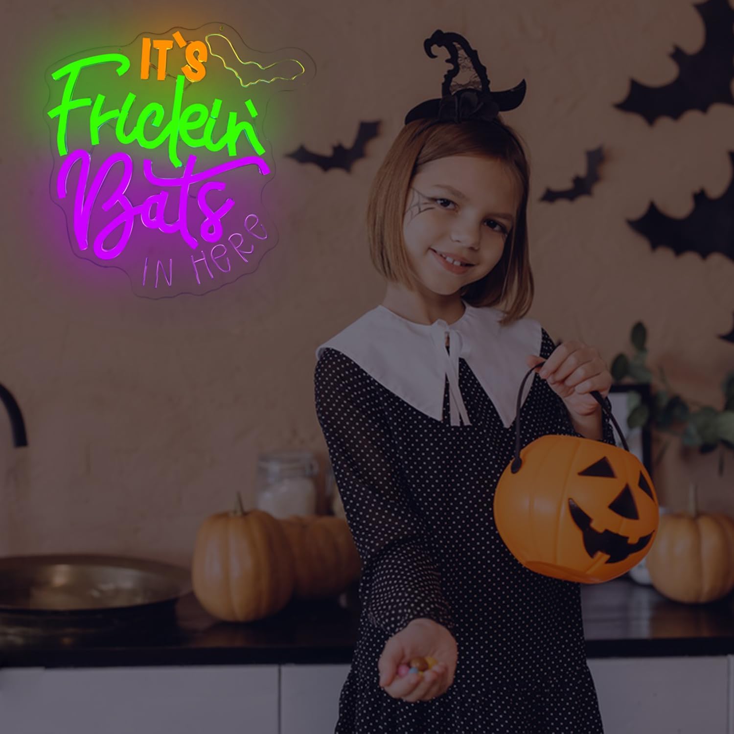It's Frickin Bats Halloween Neon Signs for Wall Decor It's Frickin Bat Neon Lights Halloween Led Signs for Bedroom Wall USB Halloween Light Up Sign for Bedroom Bats Wall Decor Party Gifts
