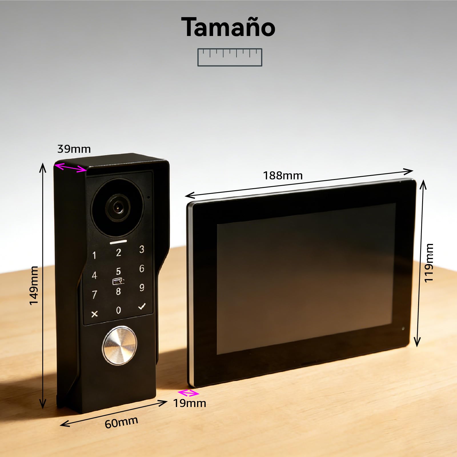 Videoportero WiFi6 2,4/5GHz Full HD 7" Pantalla Táctil Color Audio Bidireccional Detección Humano App Tuya KW07