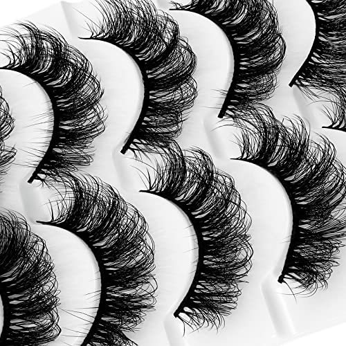 Sibba Multi-layered 5D Lashes False Eyelashes 10 works Dramatic 20 mm Faux Mink Fake Lashes Pack Wispy Long Thick High Crossed Volume Fluffy Eyelash Extension Strip Eye Makeup - Image 3