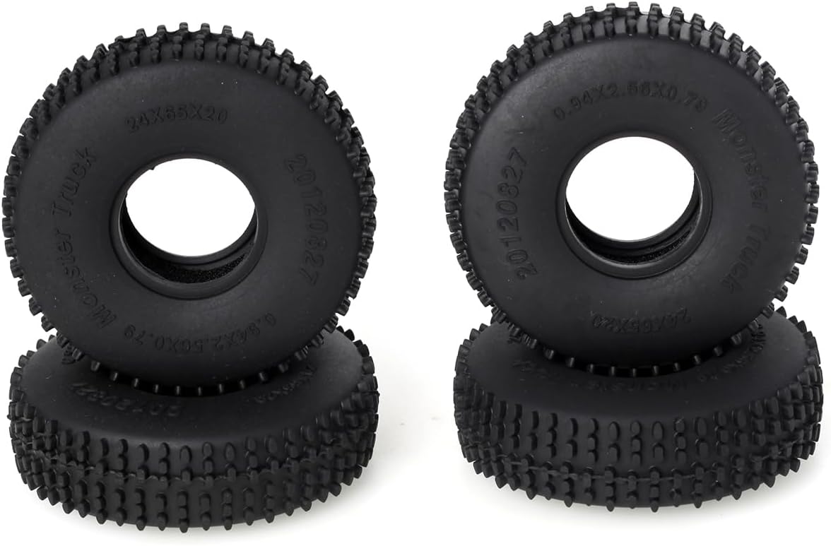 LCX Racing 1/18th RC Crawler Car Butyl Rubber 1.0 Beadlock Wheel Tire w/Foam Tyre for TRX4M Axial AX24 XC-1 SCX24, Upgrades Parts Accessories,2pcs (64x20mm)