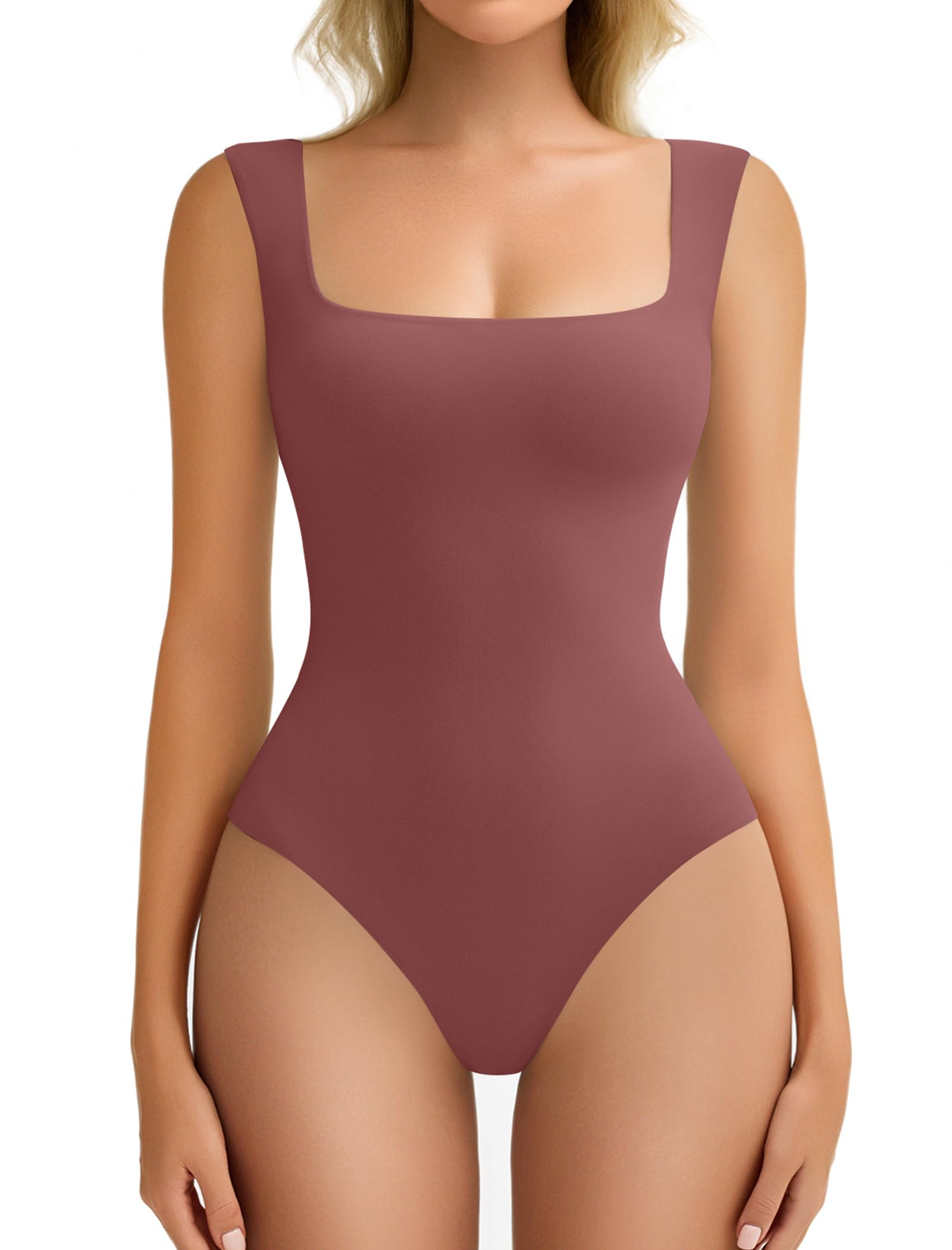 Avidlove Bodysuits for Women Square Neck Body Suit Double Lined Tank Top Bodysuit Soft