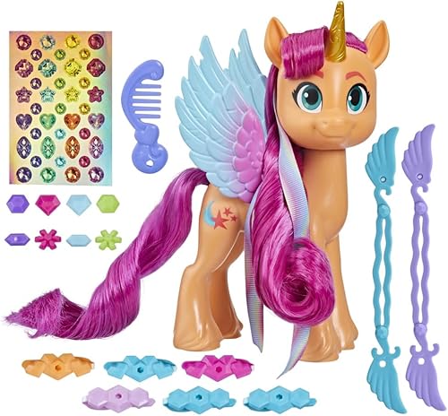 Miniatura 1 de My Little Pony Toys Make Your Mark Sunny Starscout Ribbon Peinados de cinta juguete de poni naranja de 6 pulgadas juguetes para niñas y niños de 5
