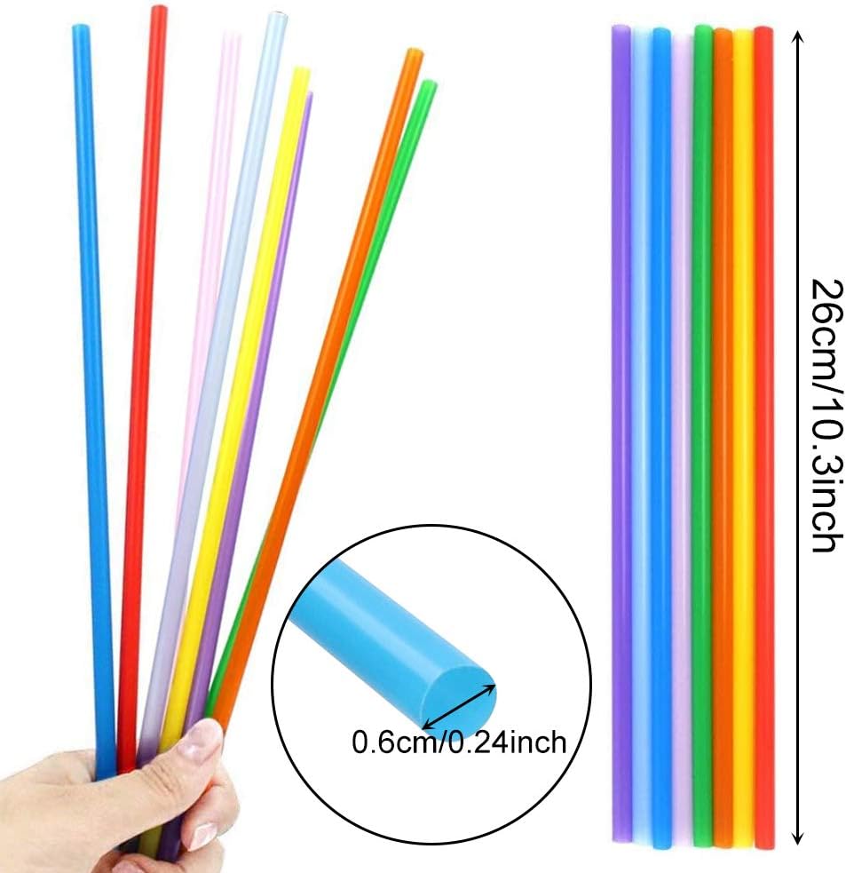 Tomnk 300pcs 10.3 Inches Disposable Drinking Straws Plastic Straws Extra Long Assorted Bright Colors