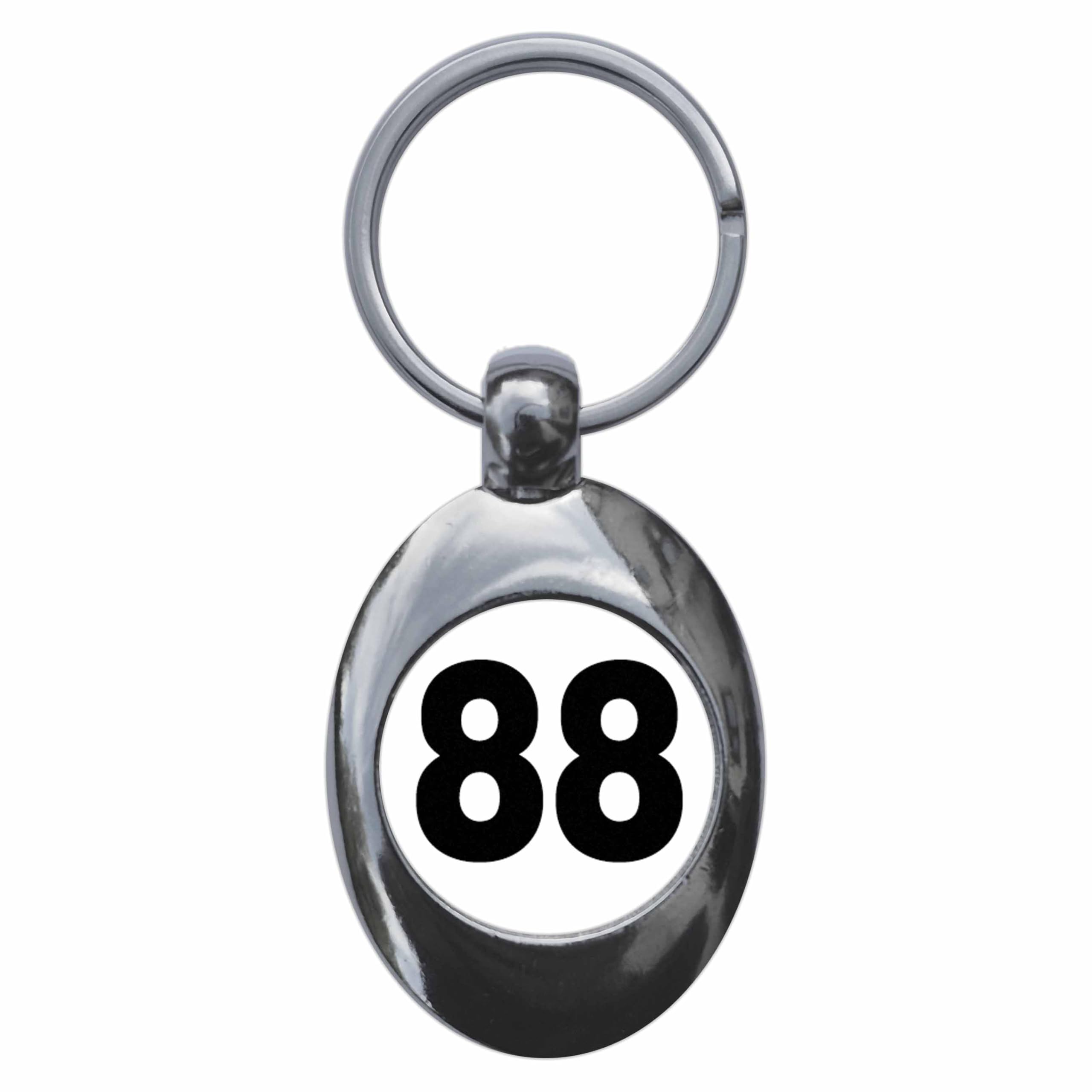 Ozorath Plain Number 88 Eighty Eight Keyring Keychain Key Ring Chain With Trolley Coin