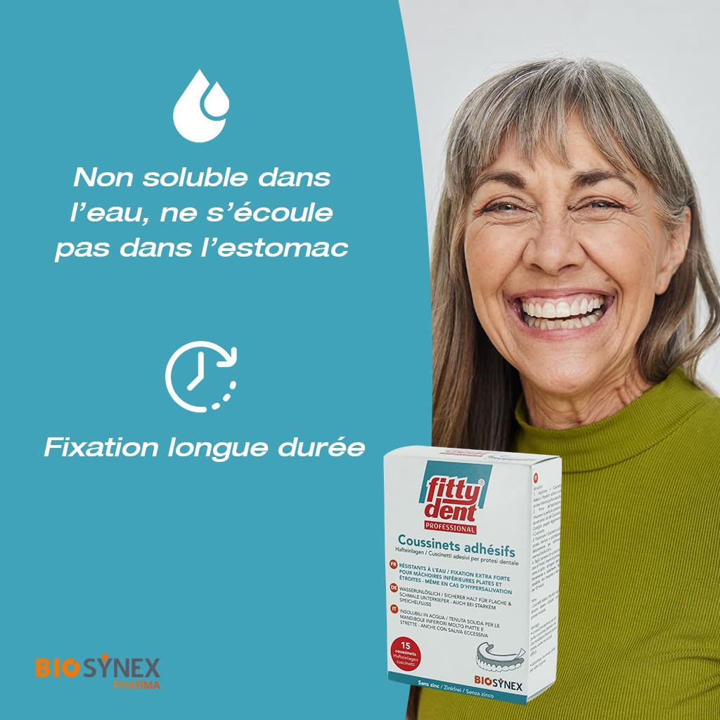FITTYDENT - Coussinets Adhésifs Pour Prothèse Dentaire Inférieure - Fixation Extra Forte - Lot de 3 Boîtes de 15 Adhésifs