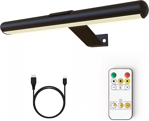 Picture Light with Remote,Battery Painting Light with 3 Lighting Colors Rechargeable,Art Light Display Wall Light with Dimmable Timer, Full Metal Picture Light for Picture Gallery Dart