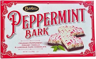 Bartons Peppermint Bark - Crushed Peppermint Candy with Creamy Vanilla and Dark Chocolate. Net Wt. 7oz (198g)