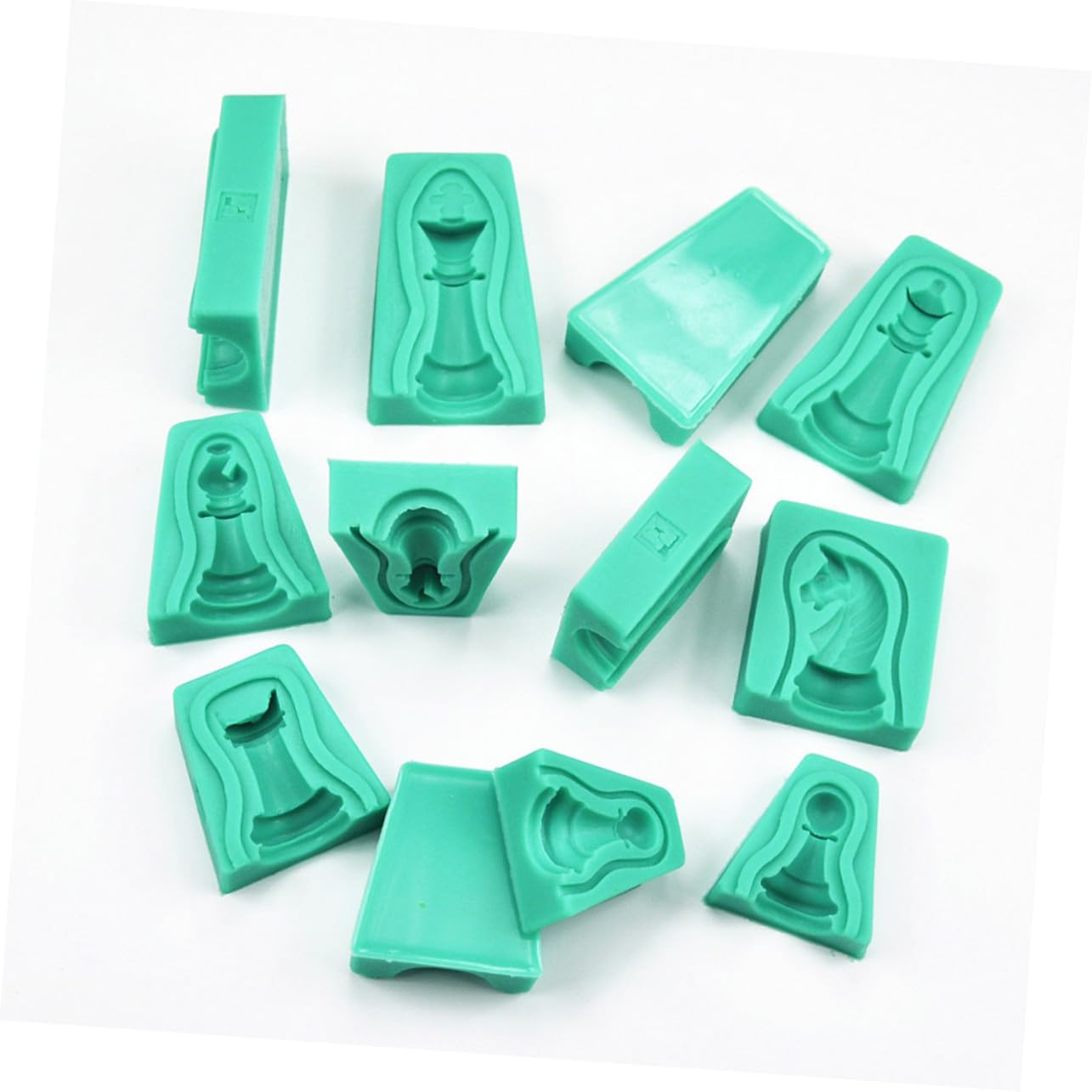 Molde de Silicona 3d para Chocolate de Ajedrez, 12 Piezas | Verde, Flexible y Fácil de Limpiar, Diseño Creativo para Hornear Fondant y Tartas