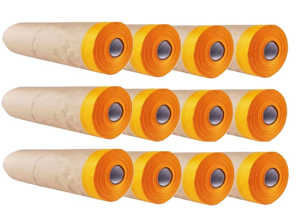 DRW Cinta adhesiva con papel protector ideal para pintar u obras 12 unidades 35 cm x 20m