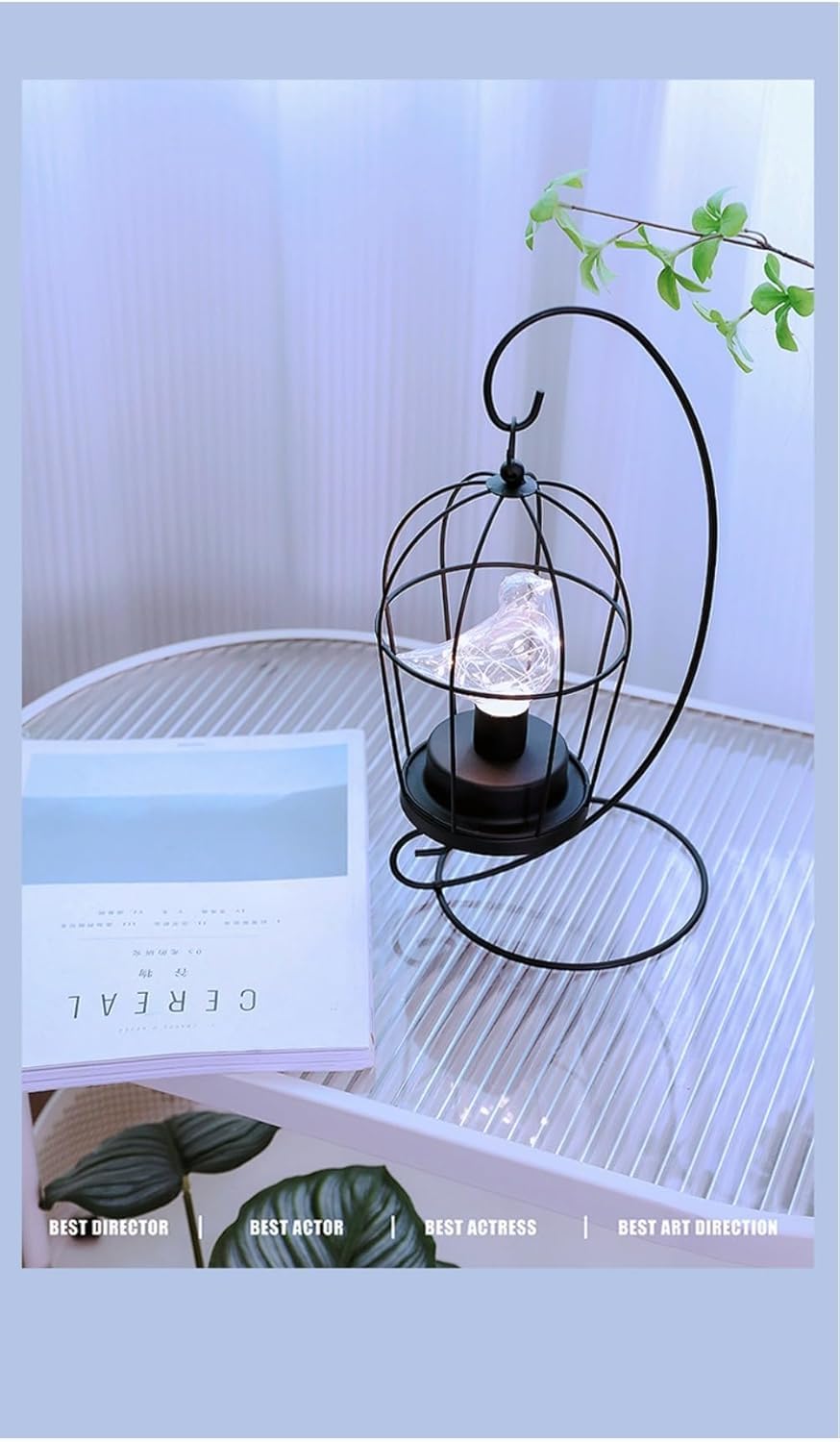 Amazon.co.jp: AZIEBAY 鳥かごデザイン LED テーブルランプ フェアリー