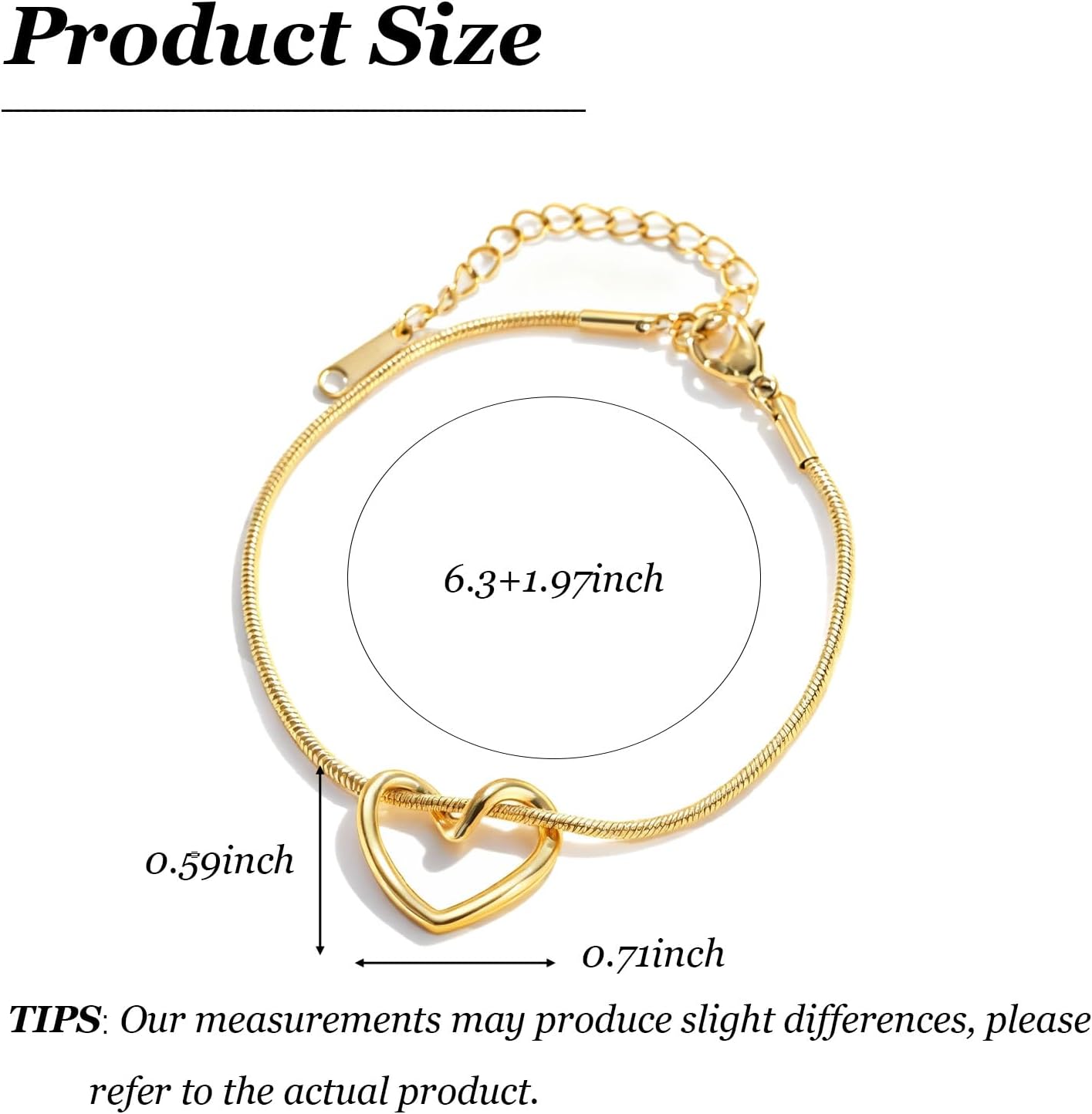 Heart Knot Bracelet for Women Gold Plated Non Tanish Love Chain Charm Dainty Infinity Promise Jewelry Friendship Best Friends Forever Gifts for Birthday Valentine's Day - Image 6