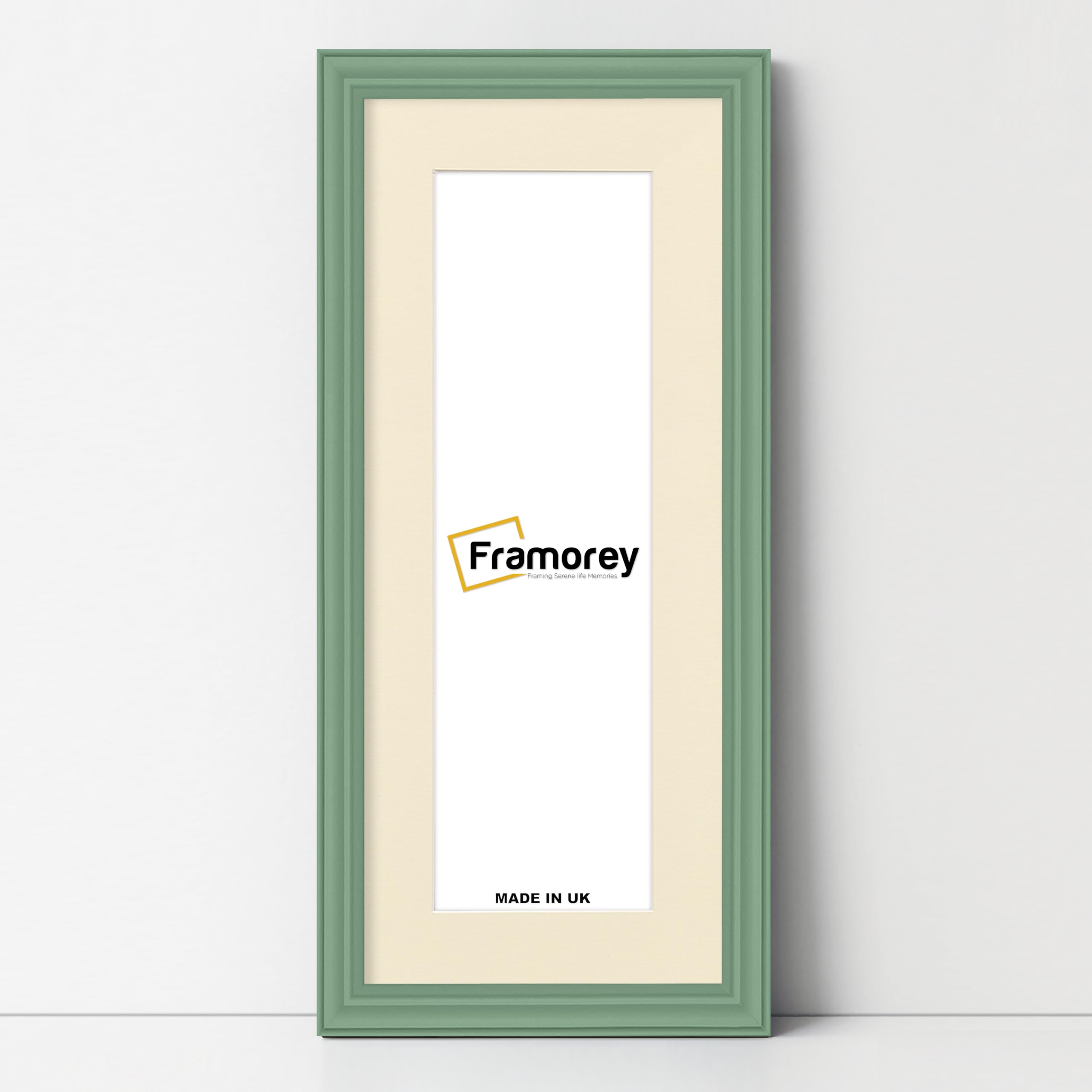 FRAMOREY Panoramic Style Antique LW Picture Frame, 16x9" Green Photo Frame With 12x5" Ivory Mount Wall Art Poster Frame, Modern Photo Frames