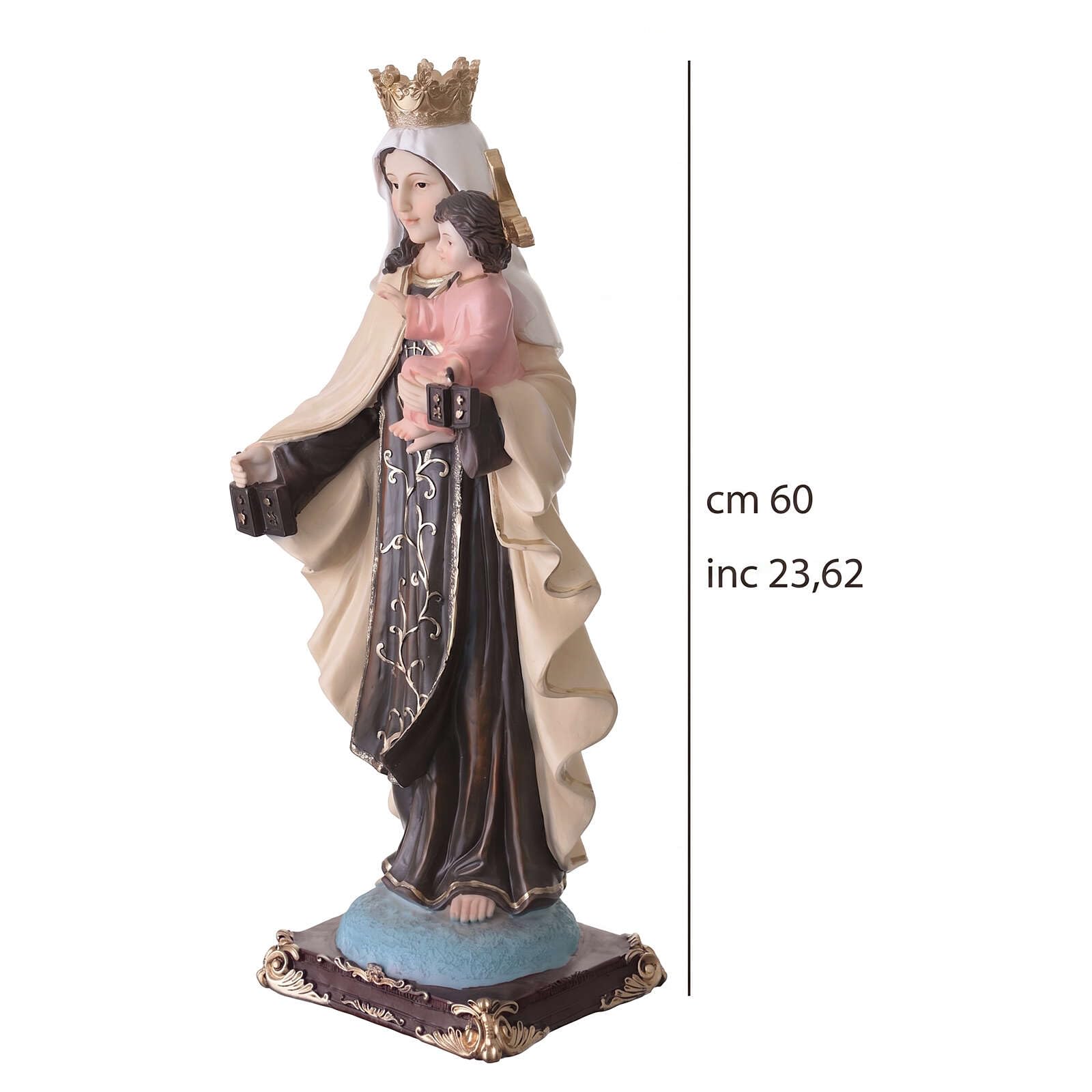 Holyart Statue in resina e PVC: Statua resina dipinta a mano Vergine del Carmelo con scapolari 60 cm