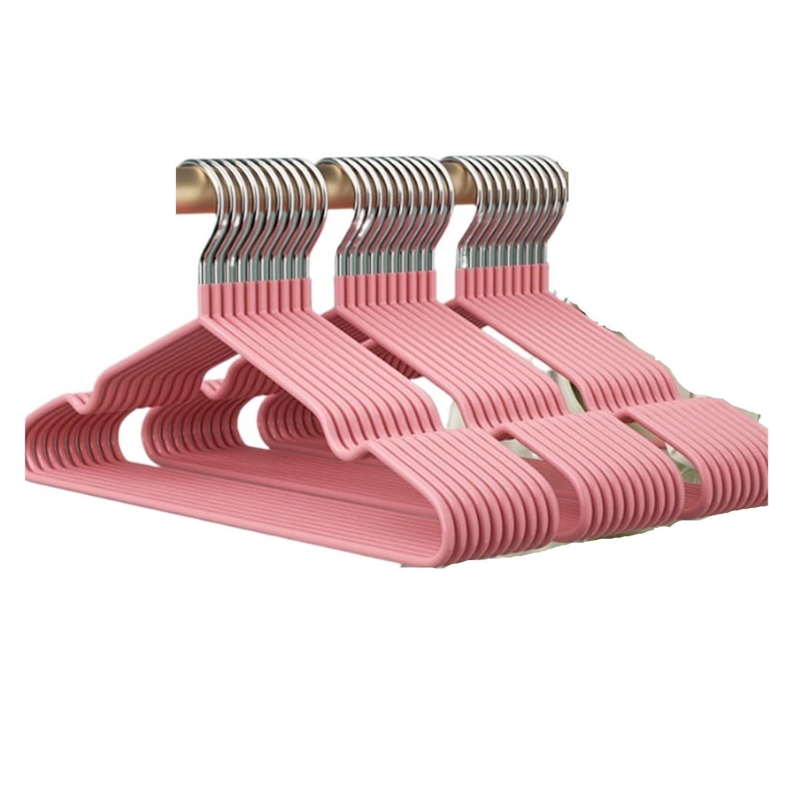10pcs Clothe Hanging Rack Clothing Hanger Non-Slip Closet Space Saver(B-Pink)