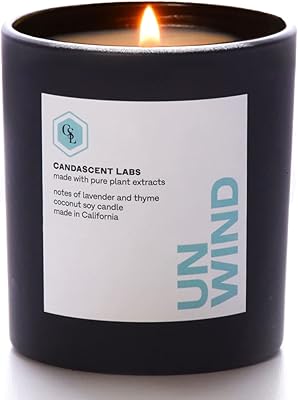 Organic Lavender and Thyme Unwind CandaScent Labs Wellness Candle: Relaxing Properties in The 100% Botanical Ingredients, Luxurious & Synthetic-Free
