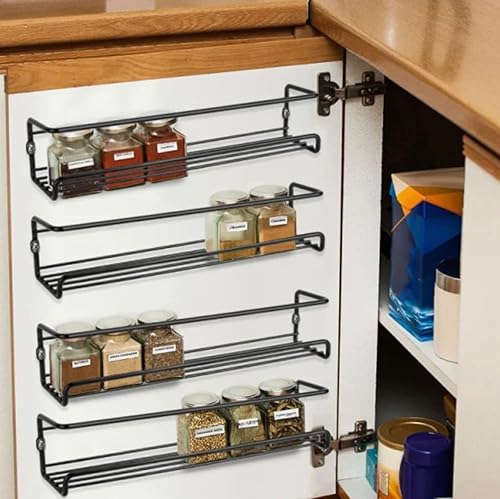 Miniatura 6 de 4 estantes de especias para montaje en pared soporte para tarros de hierbas organizador de cocina despensa puerta de almacenamiento