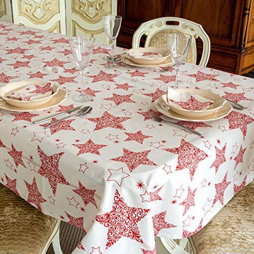 BGEUROPE - Mantel de Navidad - 100% algodon - Ref. Red Star - 59 x 98" (150 x 250cm) Cover