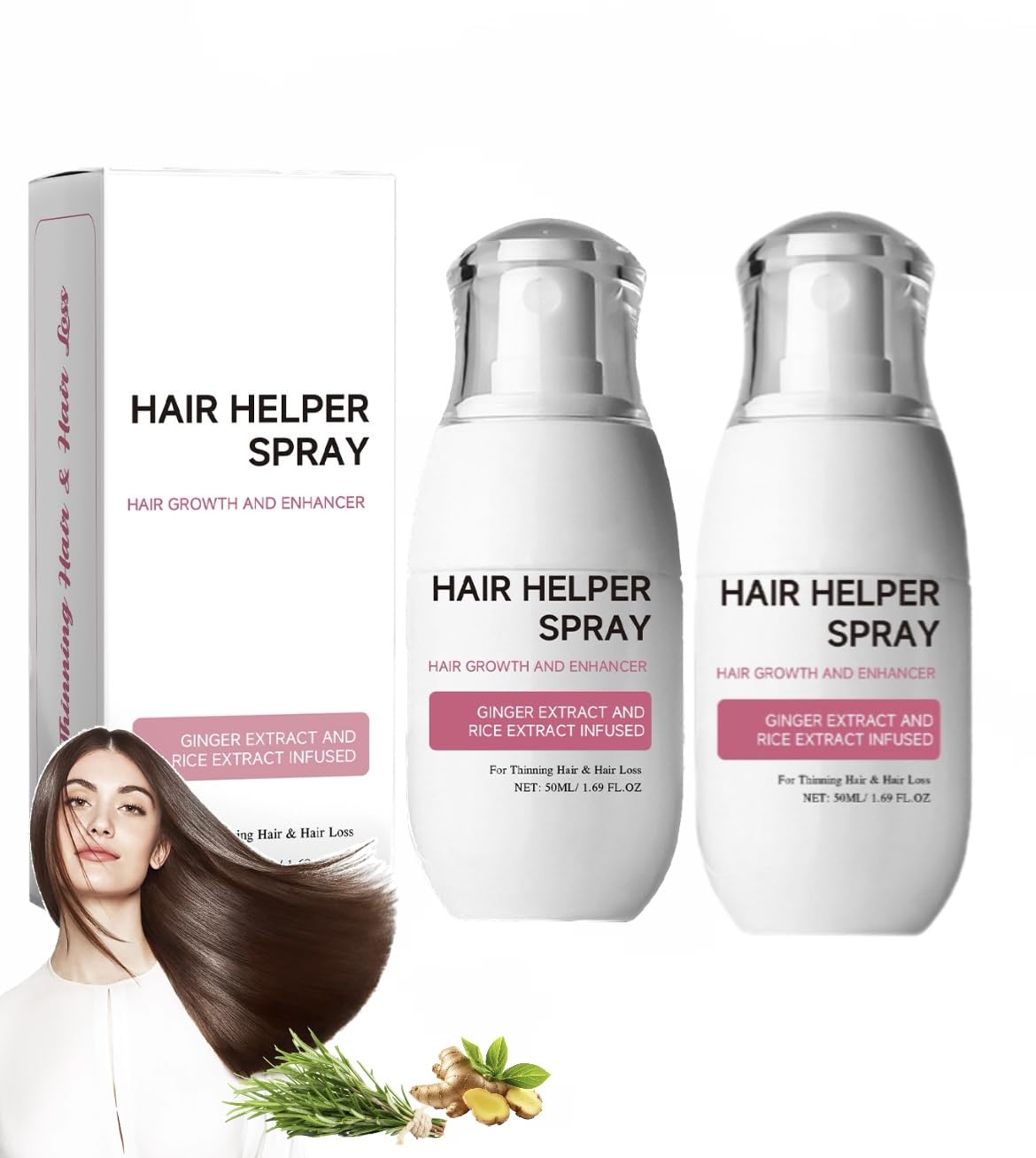 Bello Hair Helper Rice Nutrition Spray - Natural Thickening and Nourishing for Women and Men (2 Pack)