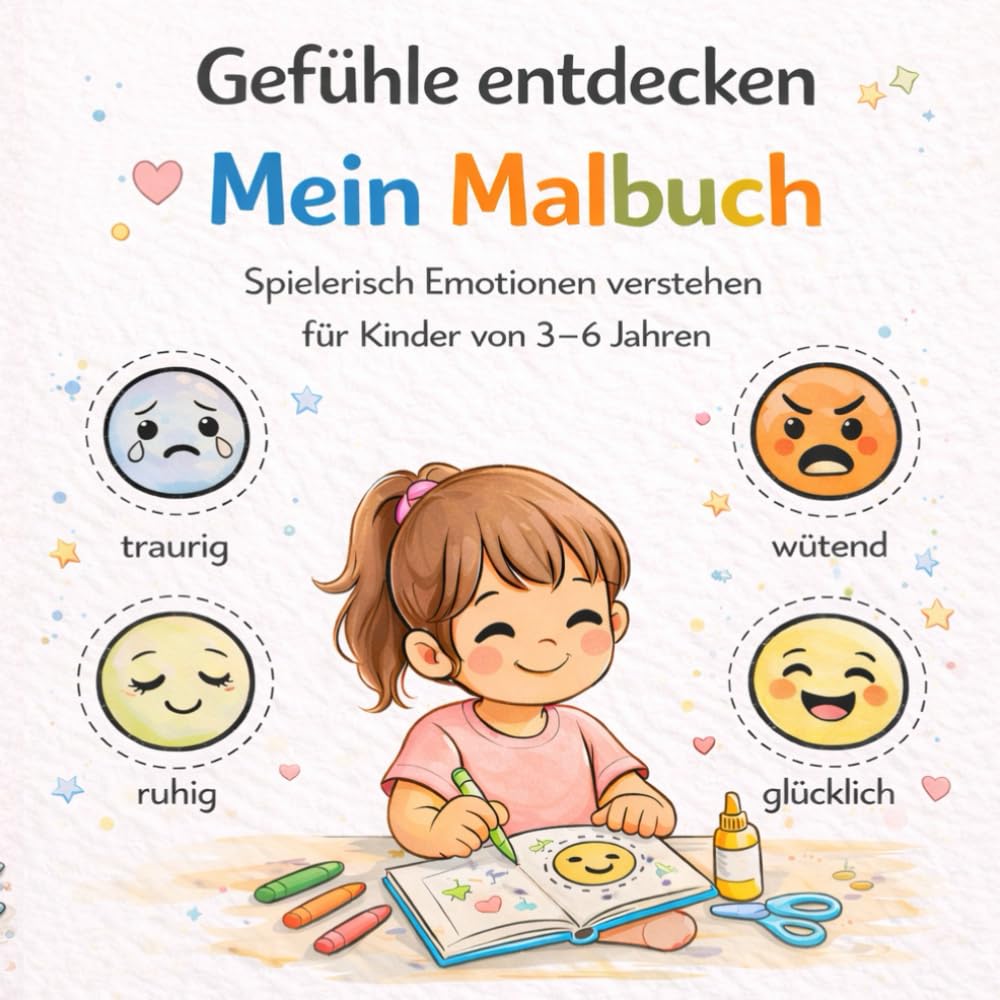 Gefühle entdecken – Mein Malbuch: Spielerisch Emotionen verstehen für Kinder von 3–6 Jahren,Malen, fühlen und verstehen,Ein liebevolles Mitmachbuch zur emotionalen Entwicklung