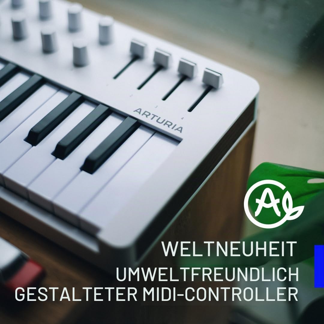 Arturia MiniLab 37 USB-MIDI-Controller mit 37 Tasten | 37 schlanke Tasten, Pads, Encoder, Fader, DAW-Integration, USB-C, Software-Paket, Arpeggiator mit Akkordmodus