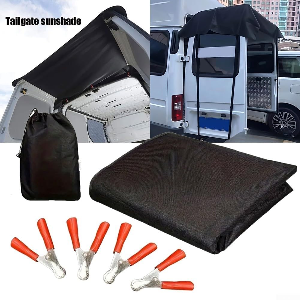Auvent de voiture en tissu Oxford imperméable pour porte arrière de voiture - 176 x 114 cm - Housse de pluie imperméable pour porte de véhicule récréatif - Pare-soleil pour voyage en plein air (176 x