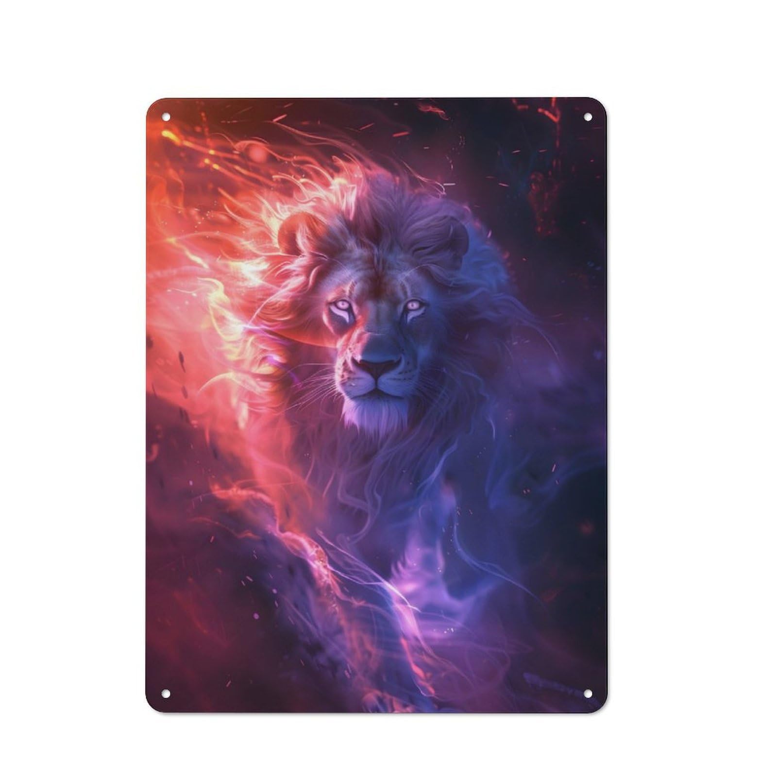 Junmoney Blazing Mane Lion Industrial-Style Tin Sign 40X30cm For Pub Or Café, Suited To Pub Decor Enthusiasts