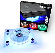 WFPOWER USB RGB LED Cooler Cooling Fan Stand, Wireless Remote Controller, Multi-Color LED Light Accessories Compatible with PS4, PS4 Pro, PS4 Slim, Xbox One X, Notebook, Laptop, Gaming Consoles