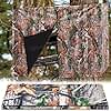 Soulchen 2 Pieces Hunting Tree Stand Blinds Two Man Tree Stand Seat Set 38 x 14 Inch Cushion Waterproof 102" x 35" Camo Blind Cover for Hunting Two Man Ladder