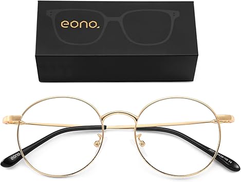 Amazon Co Jp Amazon ブランド Eono イオーノ ブルーライトカット メガネ 丸メガネ Pc眼鏡 メタルフレーム おしゃれ 男女兼用 透明レンズ 度なし ゴールド ドラッグストア