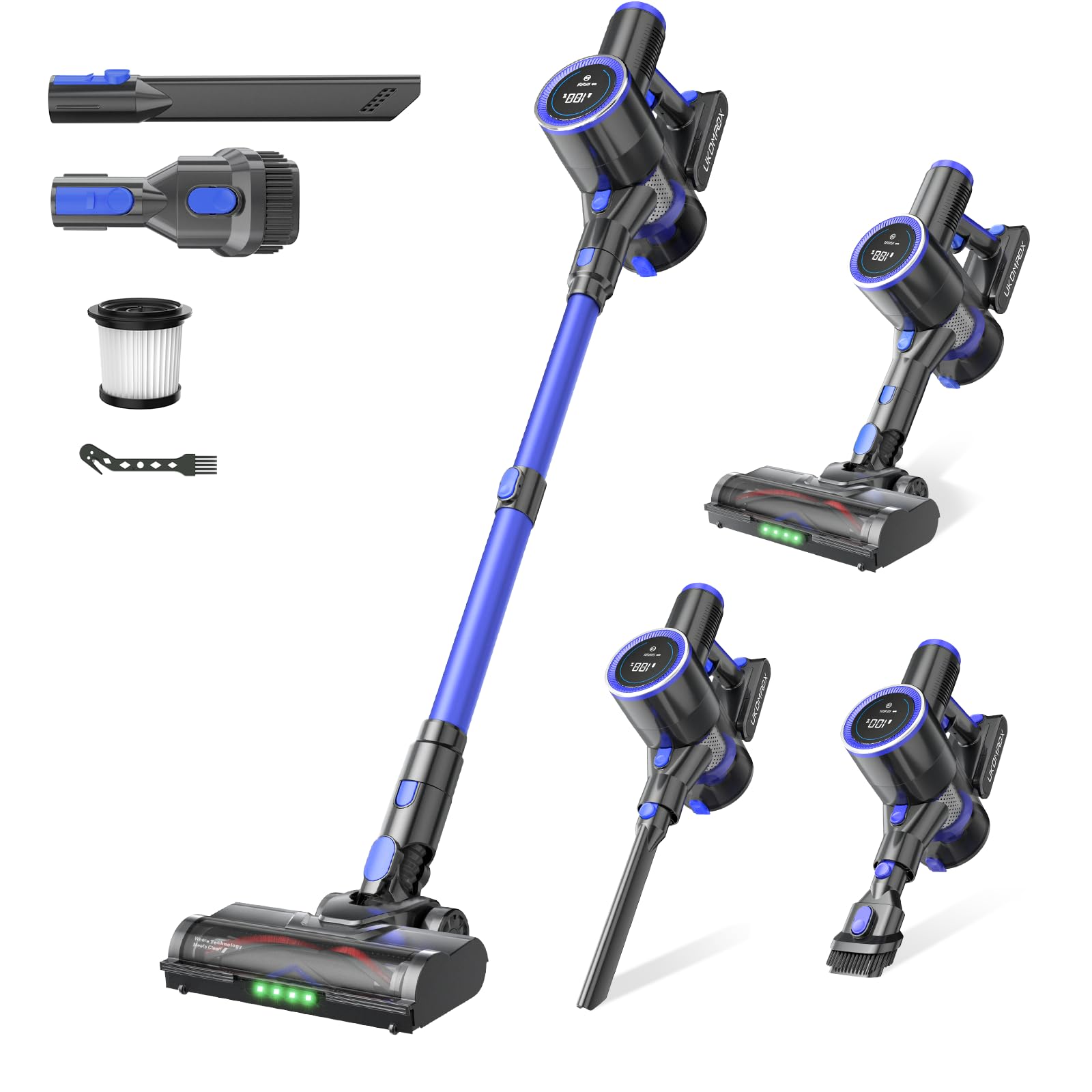 Photo 1 of UKDMROX Cordless Vacuum Cleaner, 550W 50KPa 45Mins Vacuum Cleaners for Home, Self-Standing Stick Vacuum with Anti-Tangle Brush & LED Display for Hardwood Floors, Carpet, Pet Hair, Car