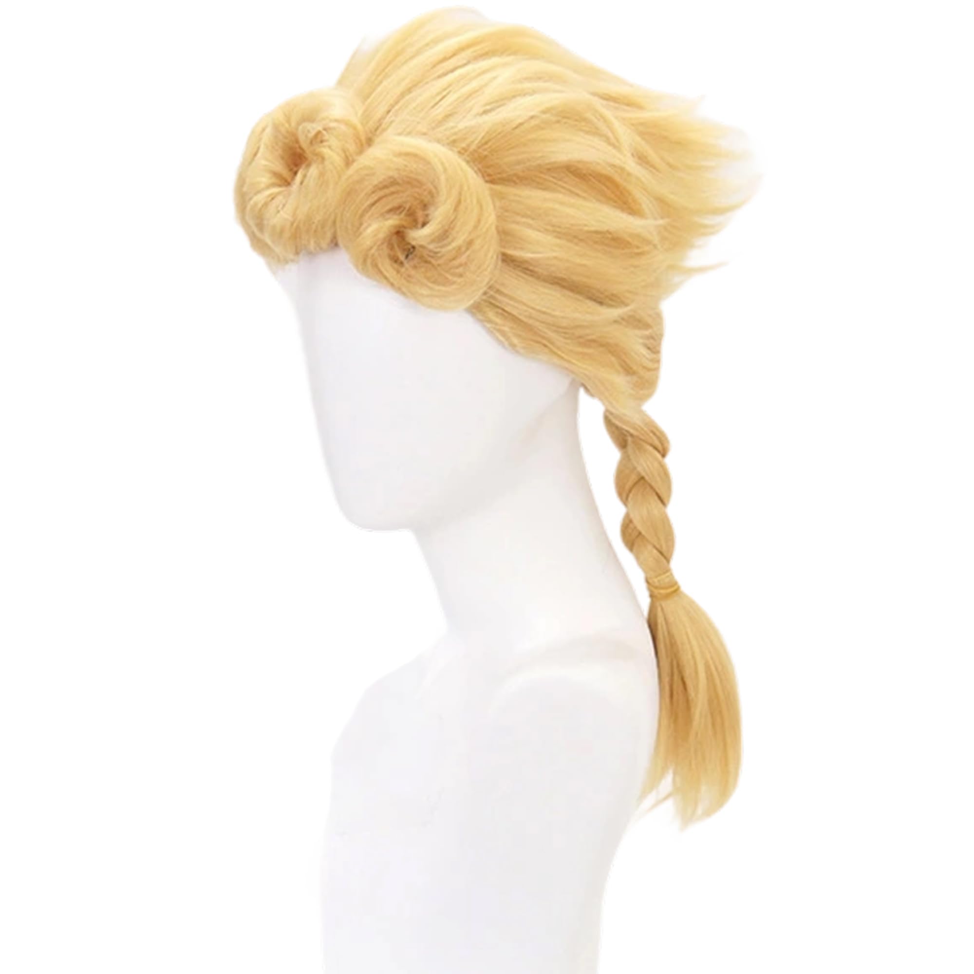 Gold Yellow Curly Long with Pigtail Braids Wig for Adult Women Men Halloween Comic Con Cos Replacemnt Wigs Heat Resistant Costume Hairs - Image 3