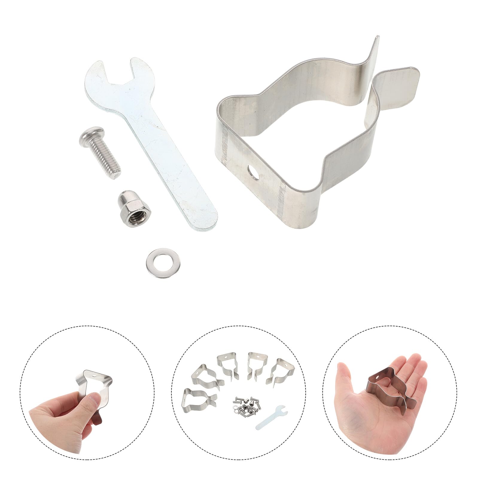DOITOOL Clip de Resorte para Tapa de Pozo de Ventana, Acero Inoxidable, Kit de 10 Abrazaderas Tornillos y Tuercas, Soporte Resistente Corrosión para Fijación de Paneles de Vidrio