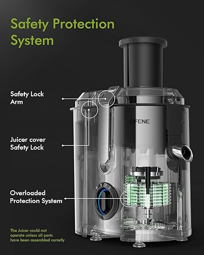 Miniatura 6 de SIFENE Exprimidor centrífugo de 800 W, canal de alimentación de 3.2 pulgadas de ancho, extractor de alto rendimiento de jugo, fabricante de jugo de