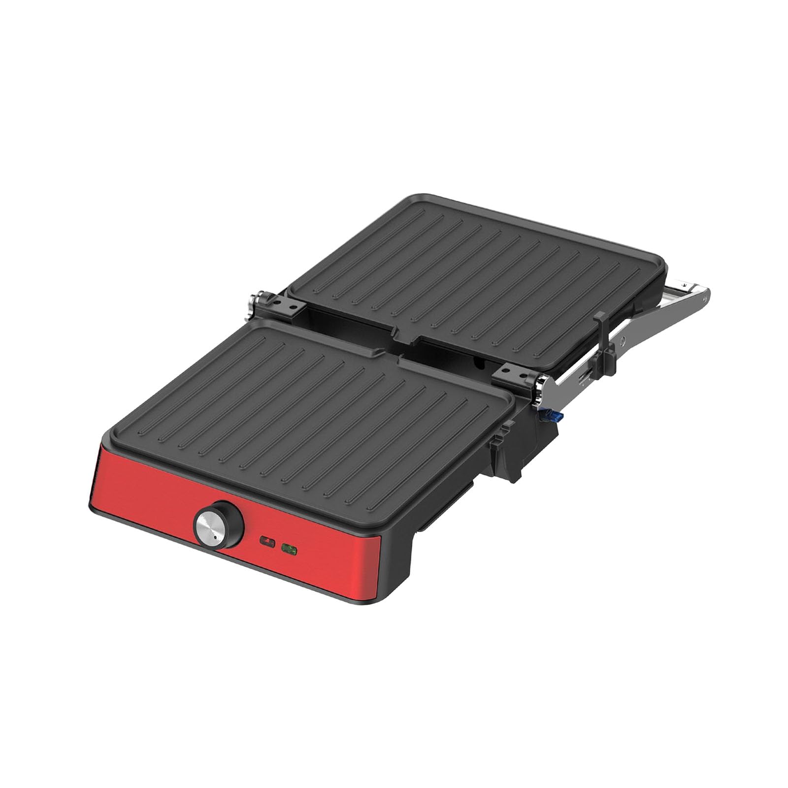 Westinghouse Grill kontaktowy w stylu retro – 29 x 24 cm – 180° do dwustronnego grillowania – 2200 W – toster – regulowana regulacja temperatury – grill panini – żelazo toster – czerwony