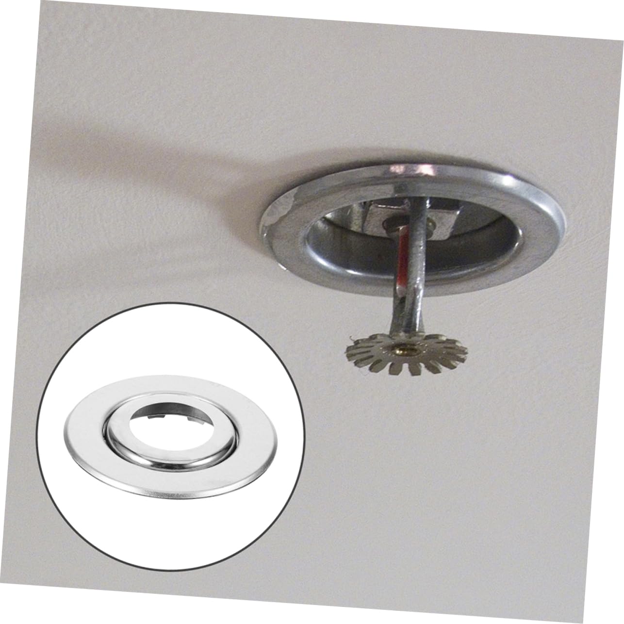 Mobestech Lot de 5 Cache-tuyaux Décoratifs en Acier Inoxydable, Couvercles Doubles pour Tête de Sprinkler Incendie 6 Points, Brides Universelles Compatibles, Protection Sprinkler Incendie